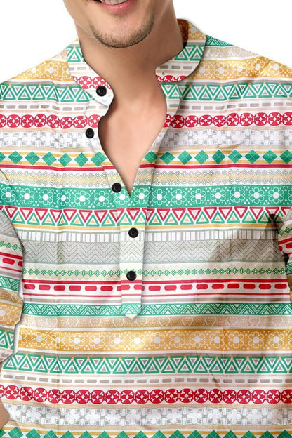 Men's Printed Spread Collar Casual Shirt Multicolor